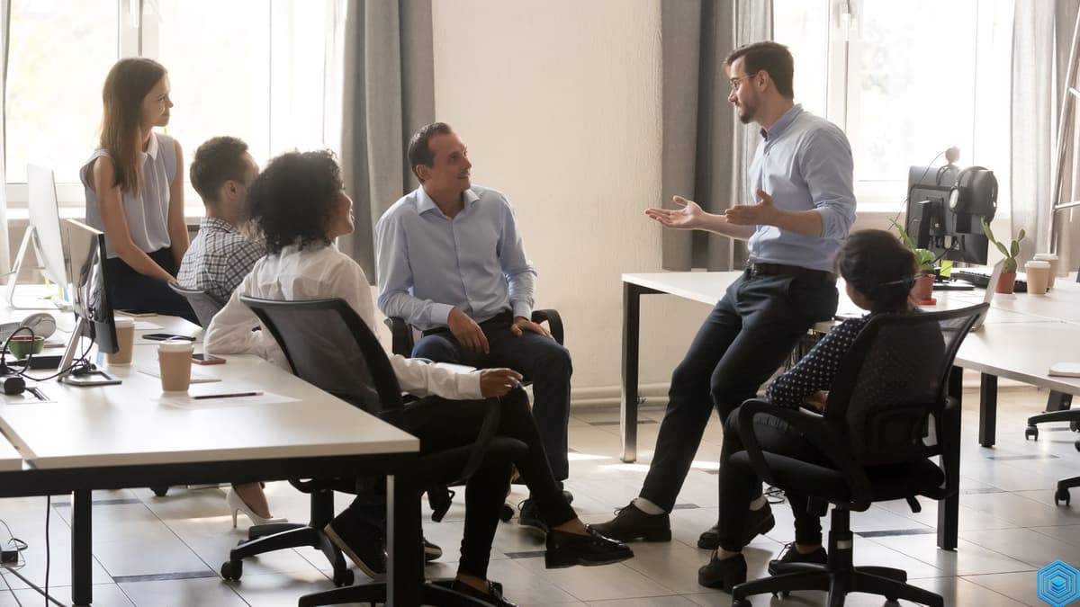 Diverse team working together